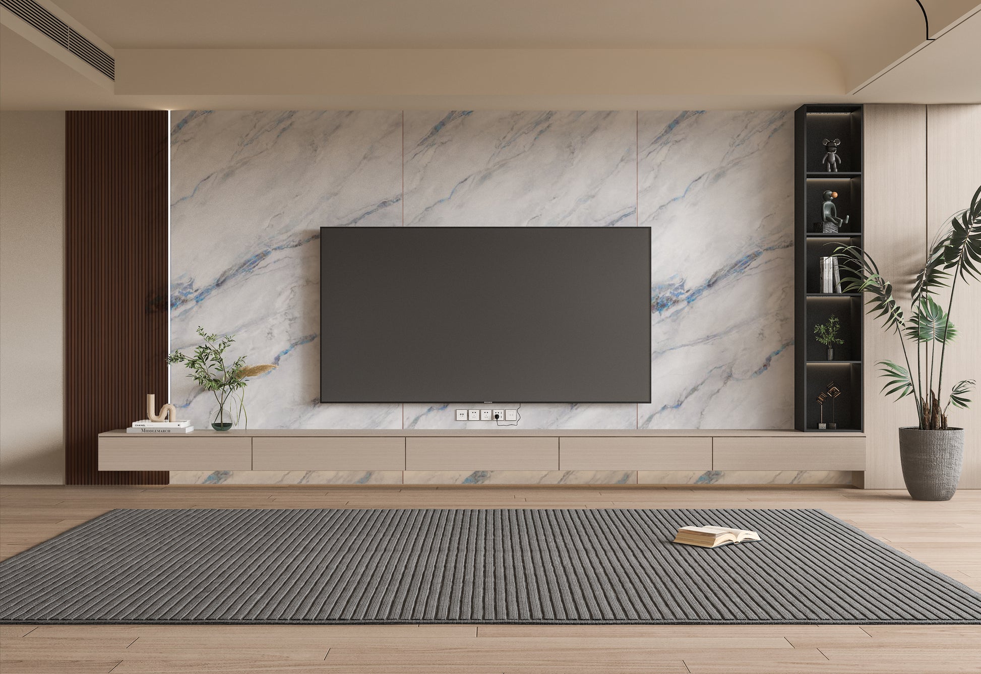 PVC 3D Marble Sheet Bluewave. NewGen Depot. Tv Wall Design