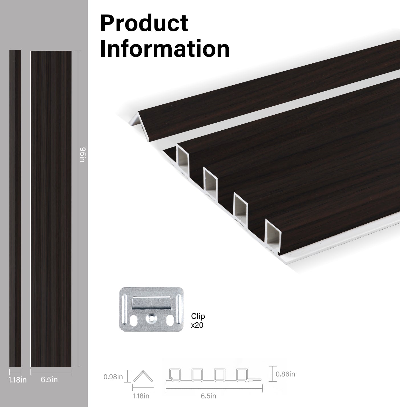 Walnut Ink WPC Fluted 3D Wall Panels Specifications. NewGen Depot
