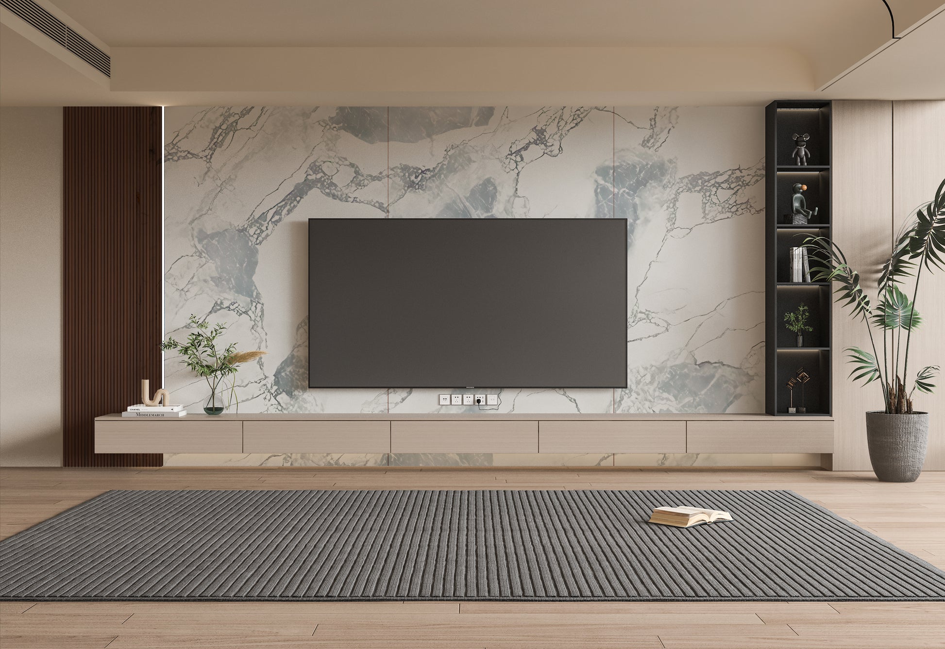 PVC 3D Marble Sheet Blue Mist. NewGen Depot. Tv Wall Design