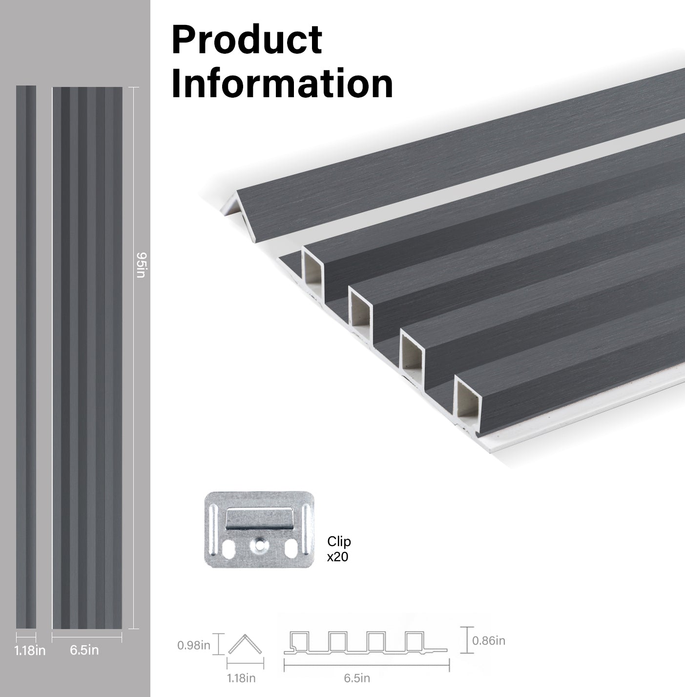 Silver Gray Metallic WPC Fluted 3D Wall Panels Specifications. NewGen Depot