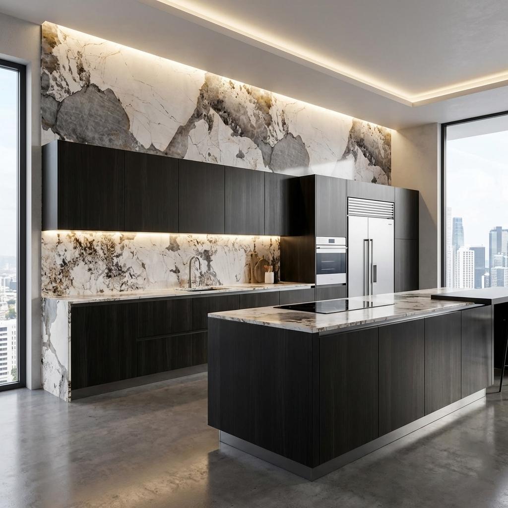 waterproof veneer wall panels for modern kitchen backsplash design