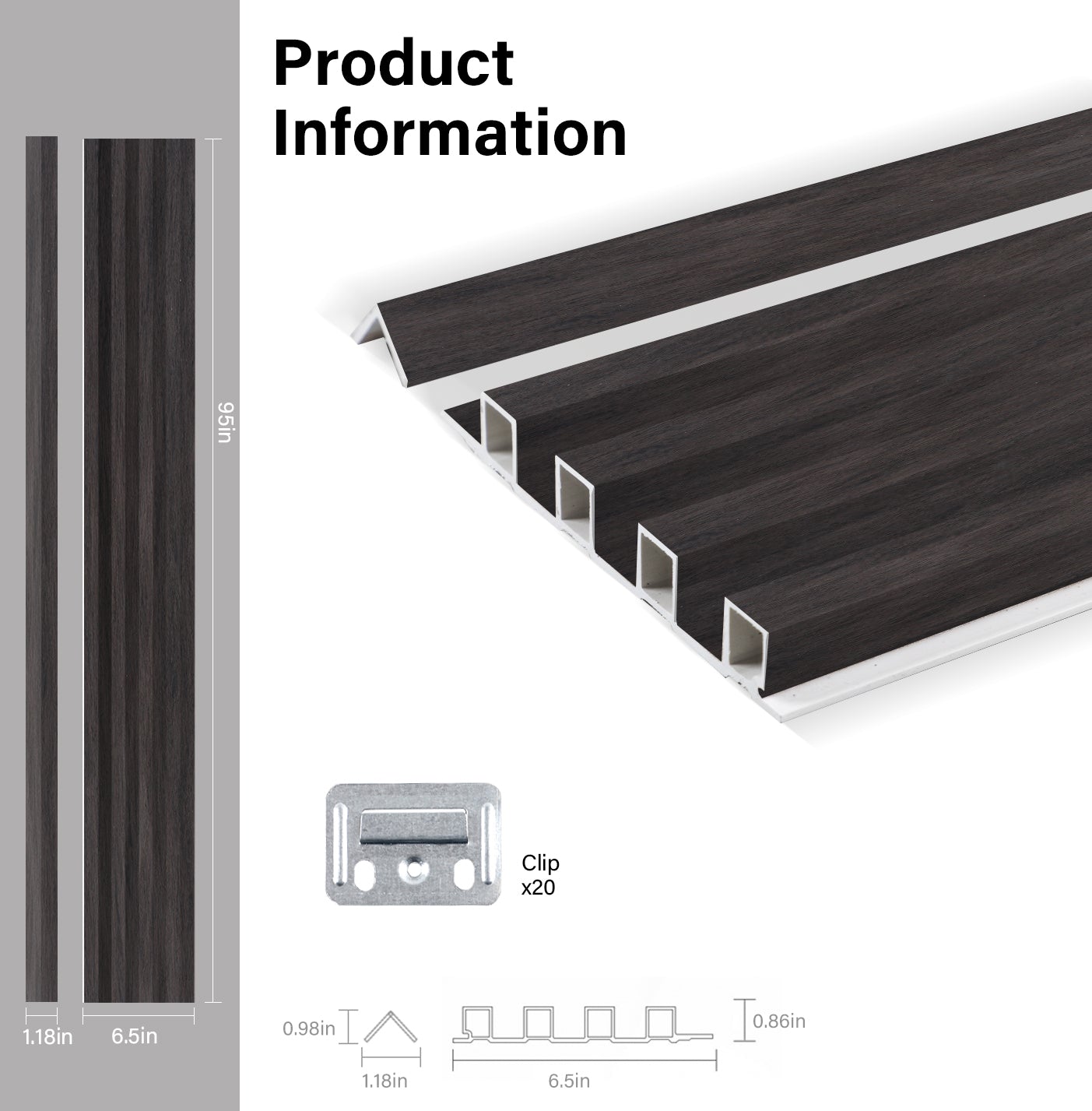 Dark Smoky Oak WPC Fluted 3D Wall Panels Specifications. NewGen Depot