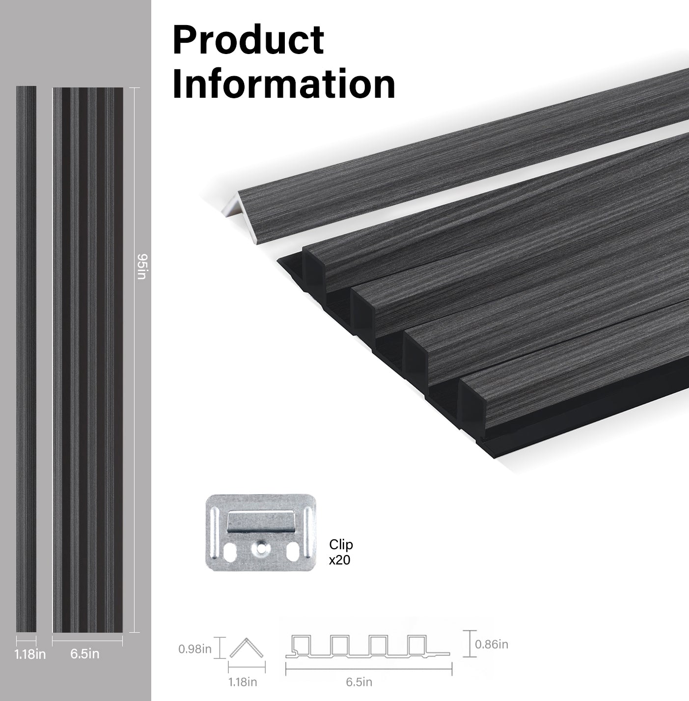 Carborn Gray WPC Fluted 3D Wall Panels Specifications. NewGen Depot