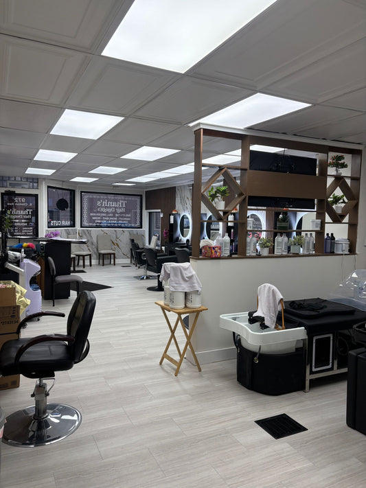 Luxury barber shop renovation using PVC marble wall panels