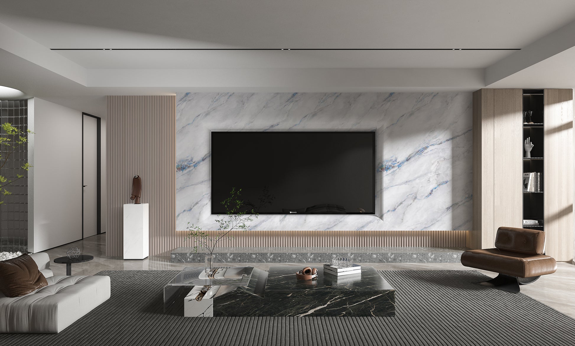 PVC 3D Marble Sheet Bluewave. NewGen Depot. Living Room  With PVC Marble Sheets Design