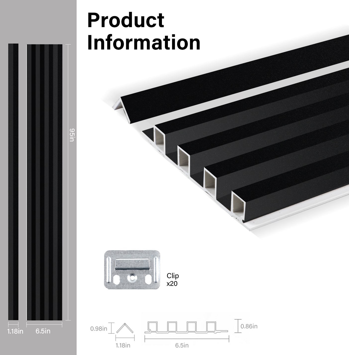Luxe Noir WPC Fluted 3D Wall Panels Specifications. NewGen Depot