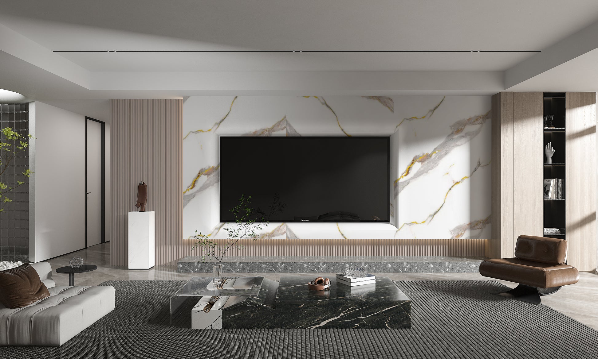 PVC 3D Marble Sheet Silver Stream. NewGen Depot. Living Room  With PVC Marble Sheets Design