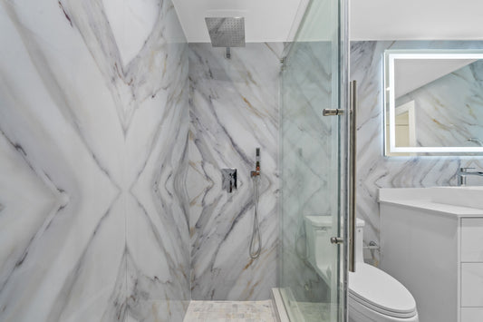 PVC marble wall panels for moisture resistant shower area