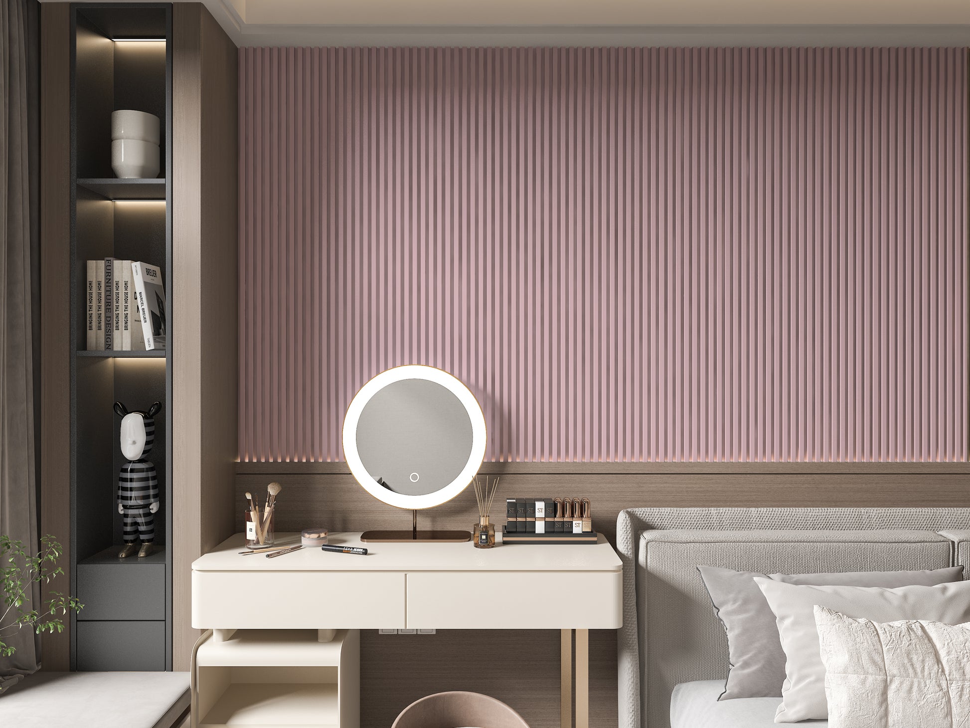 10-Pack Pink WPC Fluted 3D Wall Panels Lunch Design