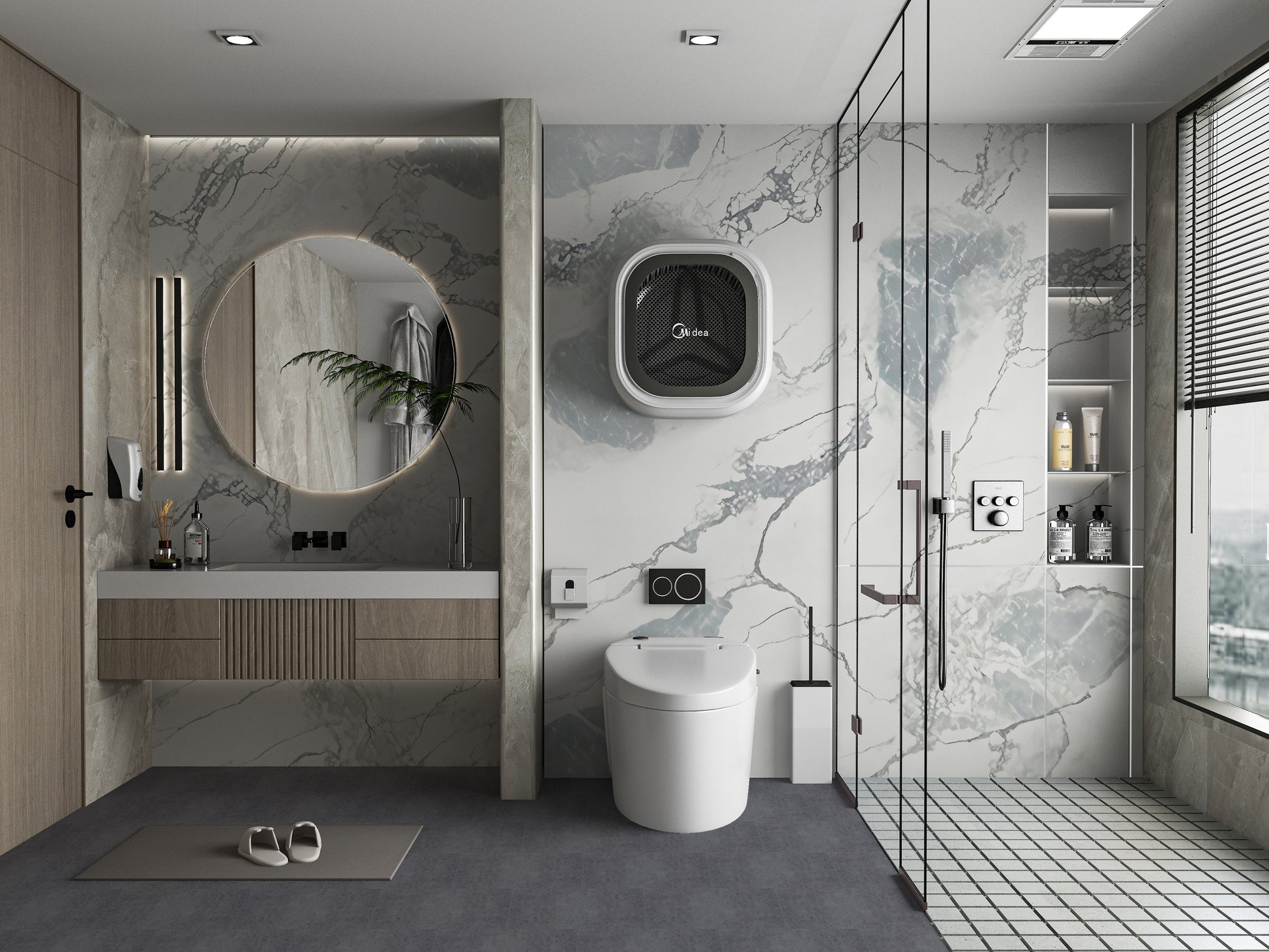 PVC 3D Marble Sheet Blue Mist. NewGen Depot. Bathroom Design From PVC Marble Sheets