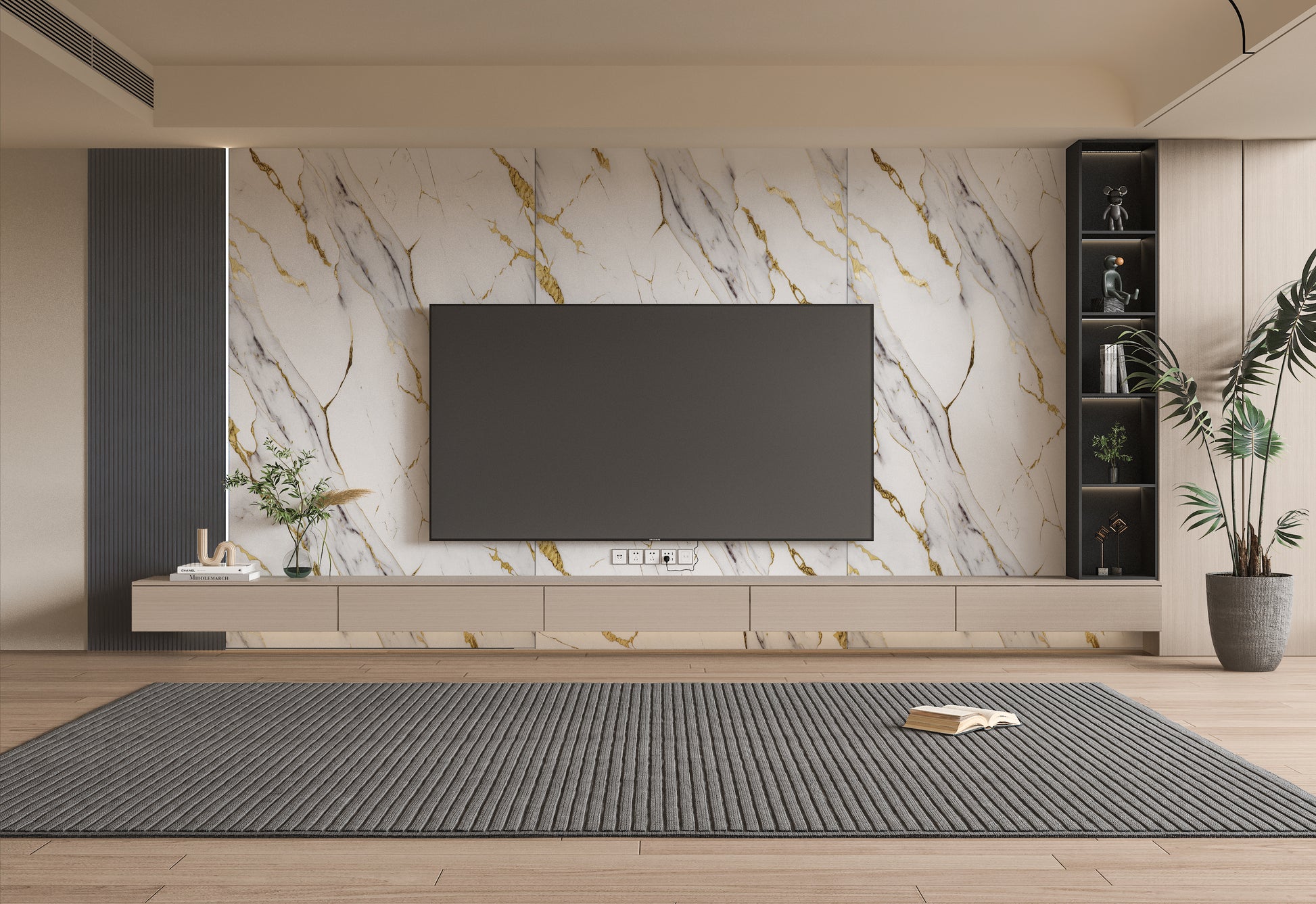 PVC 3D Marble Sheet Luxe Gold Vein. NewGen Depot. Tv Wall Design
