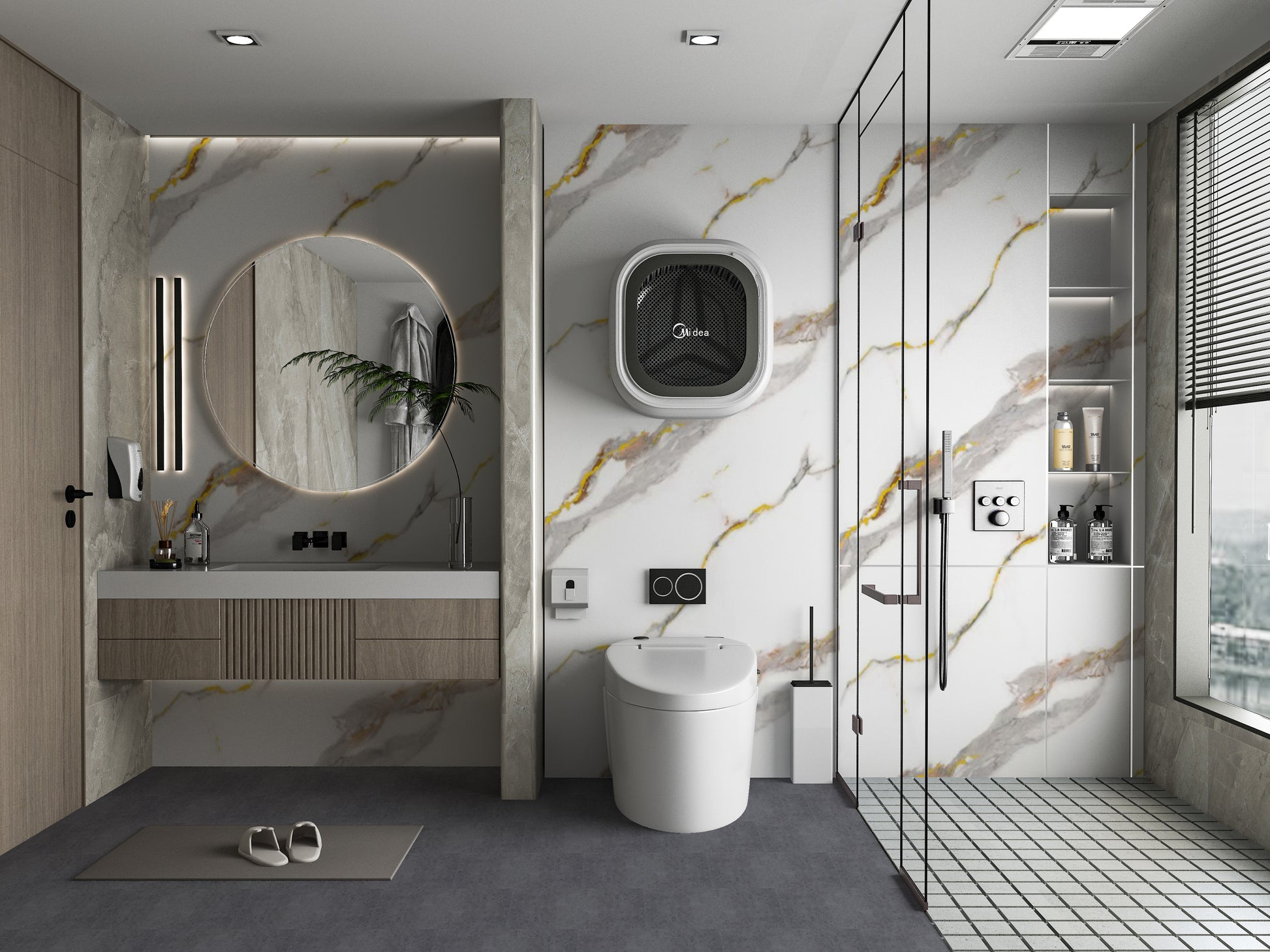PVC 3D Marble Sheet Silver Stream. NewGen Depot. Bathroom Design From PVC Marble Sheets