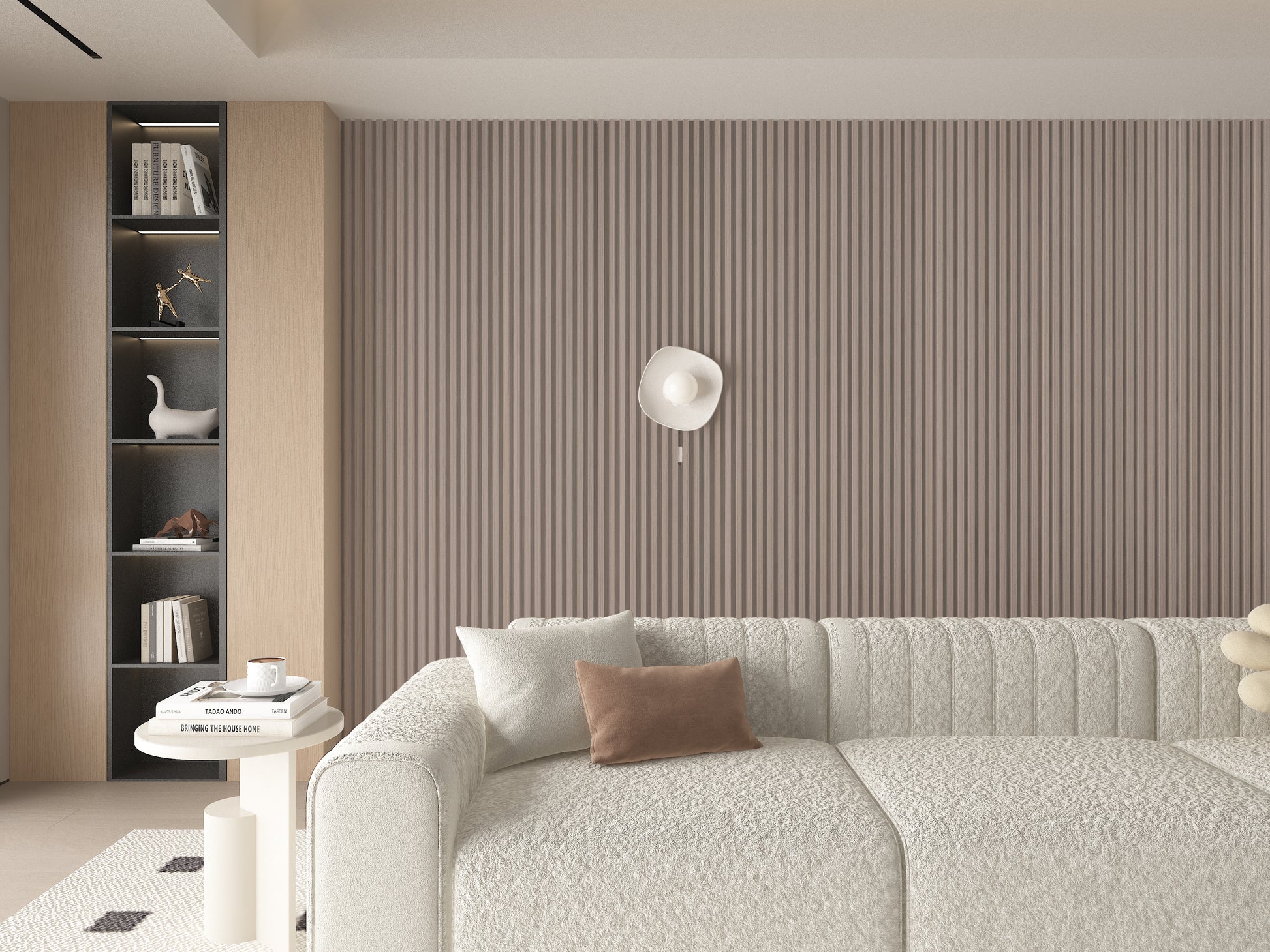 Cedar Oak WPC Fluted 3D Wall Panels. NewGen Depot. Bedroom Wall Design