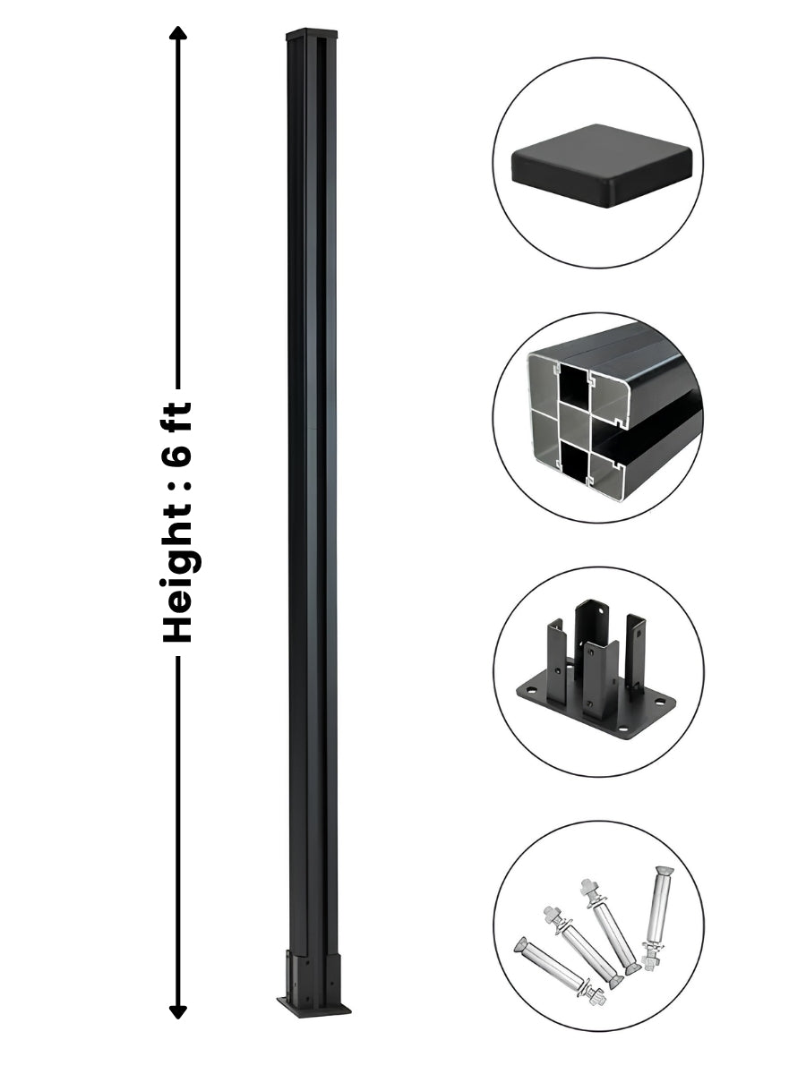 6 ft above ground aluminum fence post for composite fencing system