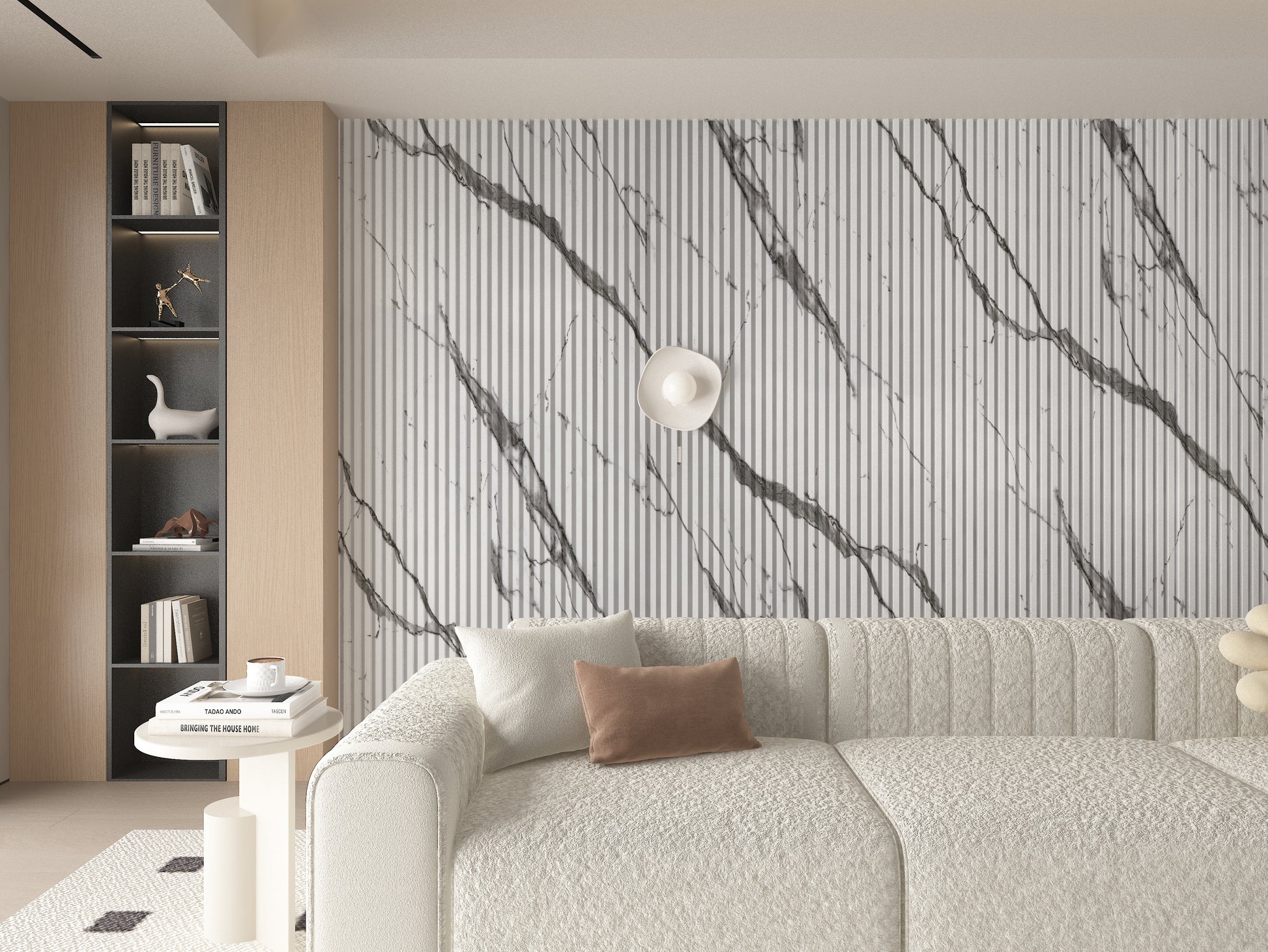 Gray Vain WPC Fluted 3D Wall Panels. NewGen Depot. Bedroom Wall Design