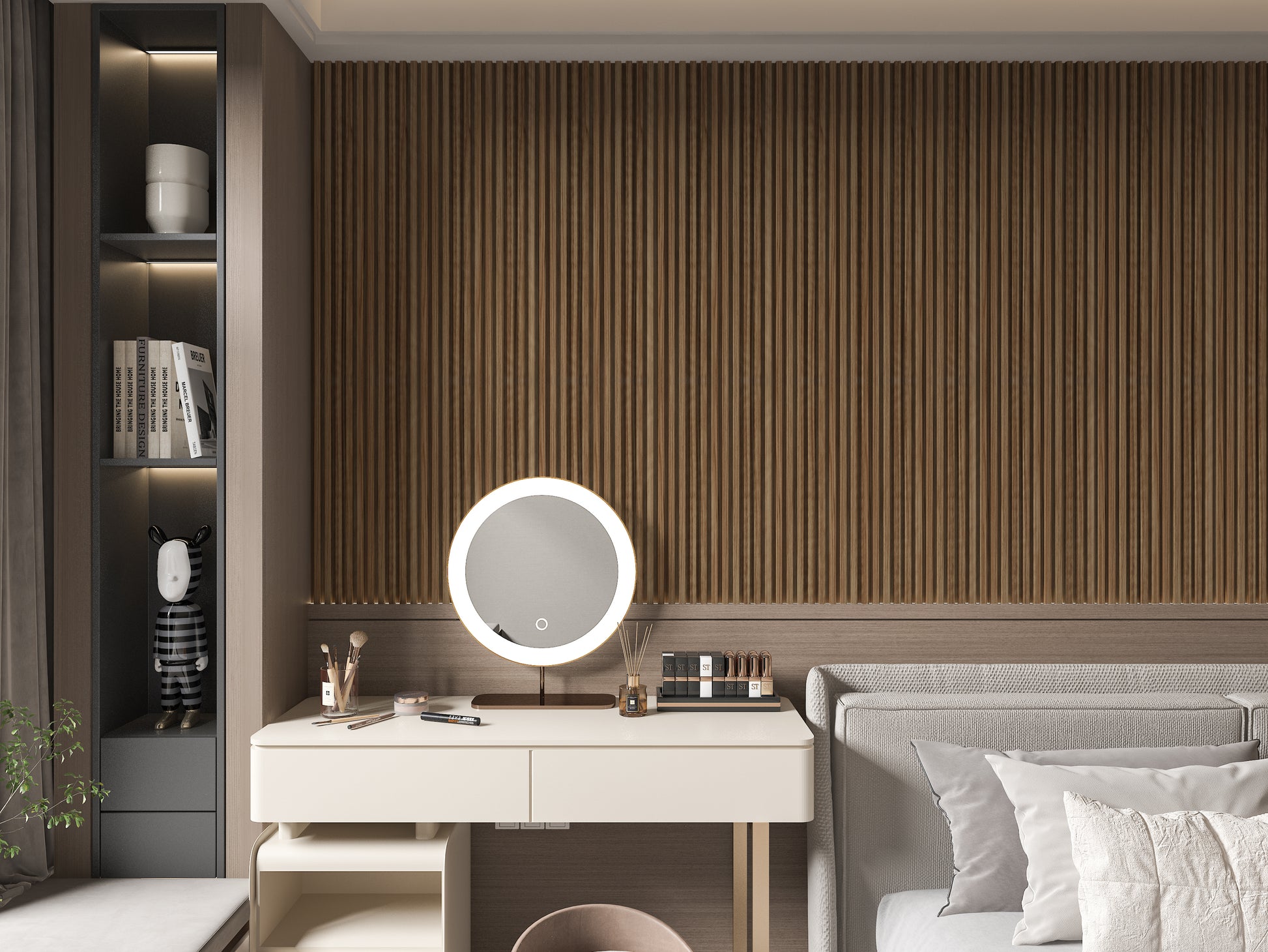 Rustic Maple WPC Fluted 3D Wall Panels. NewGen Depot. Bedroom Wall Design