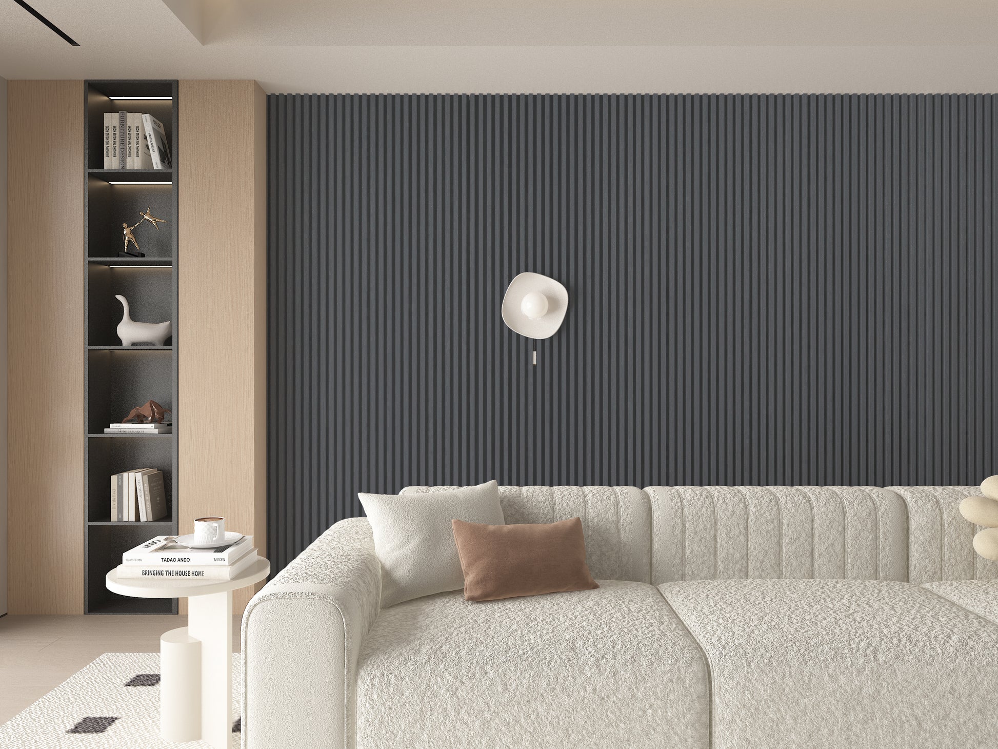 Silver Gray Metallic WPC Fluted 3D Wall Panels. NewGen Depot. Bedroom Wall Design