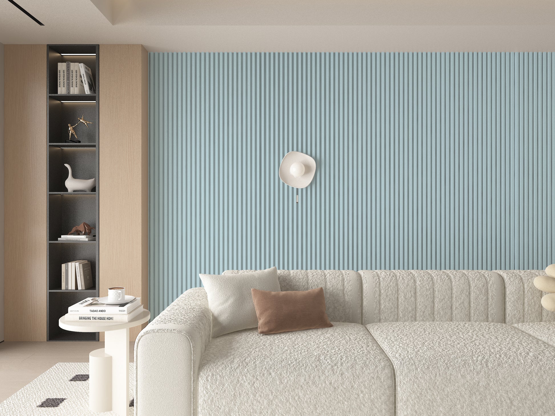 10-Pack Blue WPC Fluted 3D Wall Panels Lunch Design