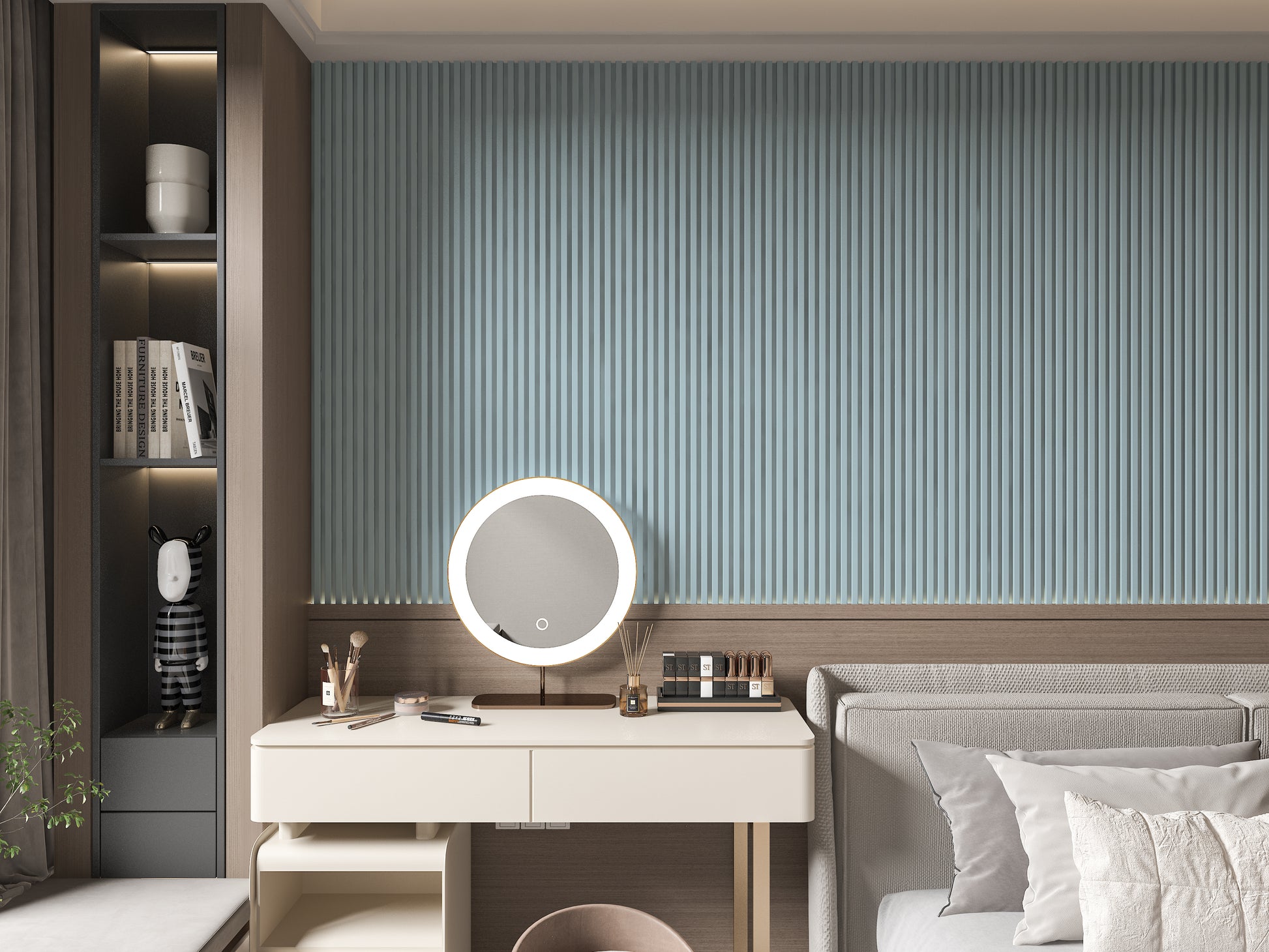 10-Pack Blue WPC Fluted 3D Wall Panels Lunch Wall Design