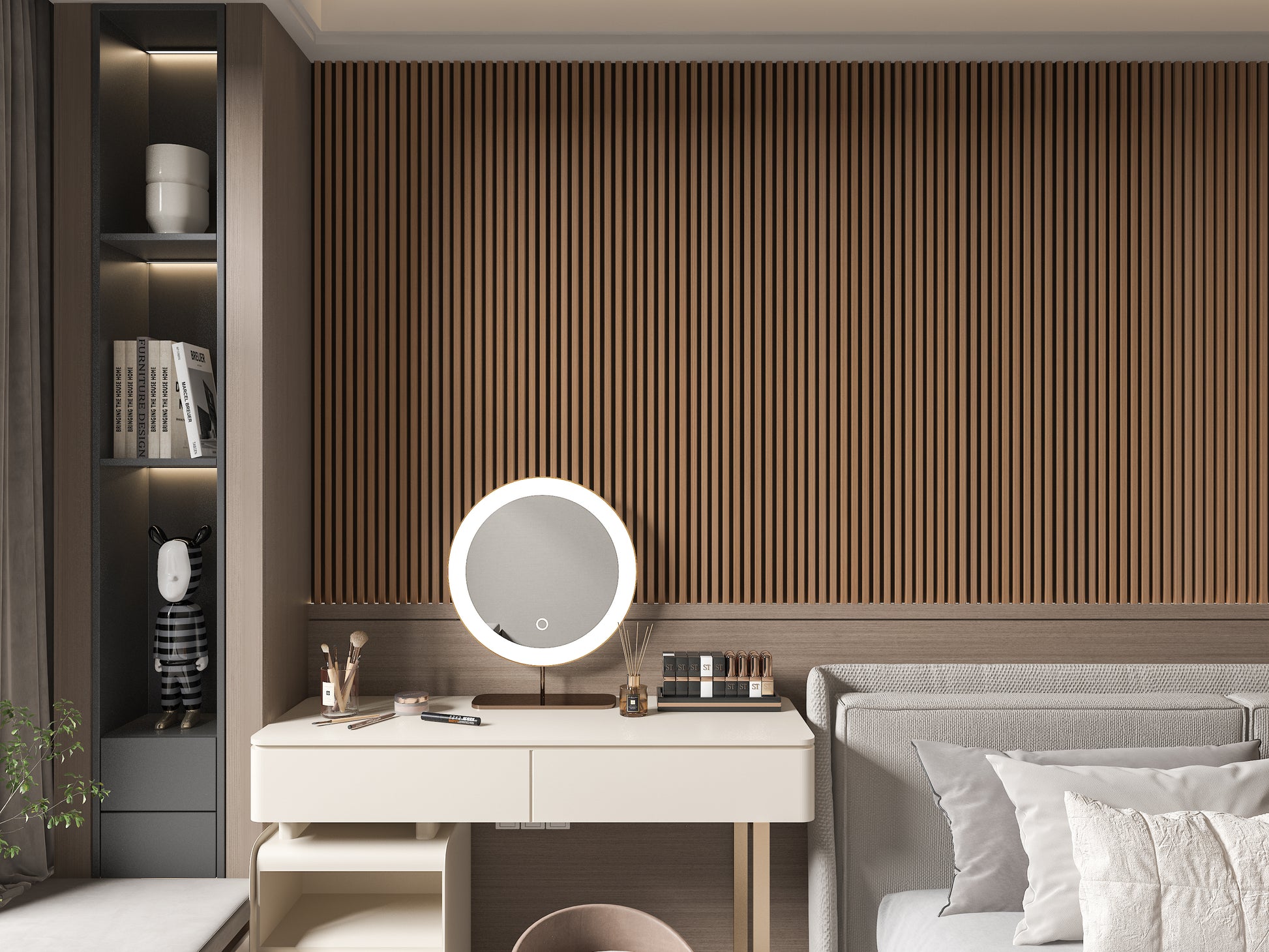 Maple Slate Black WPC Fluted 3D Wall Panels. NewGen Depot. Bedroom Wall Design