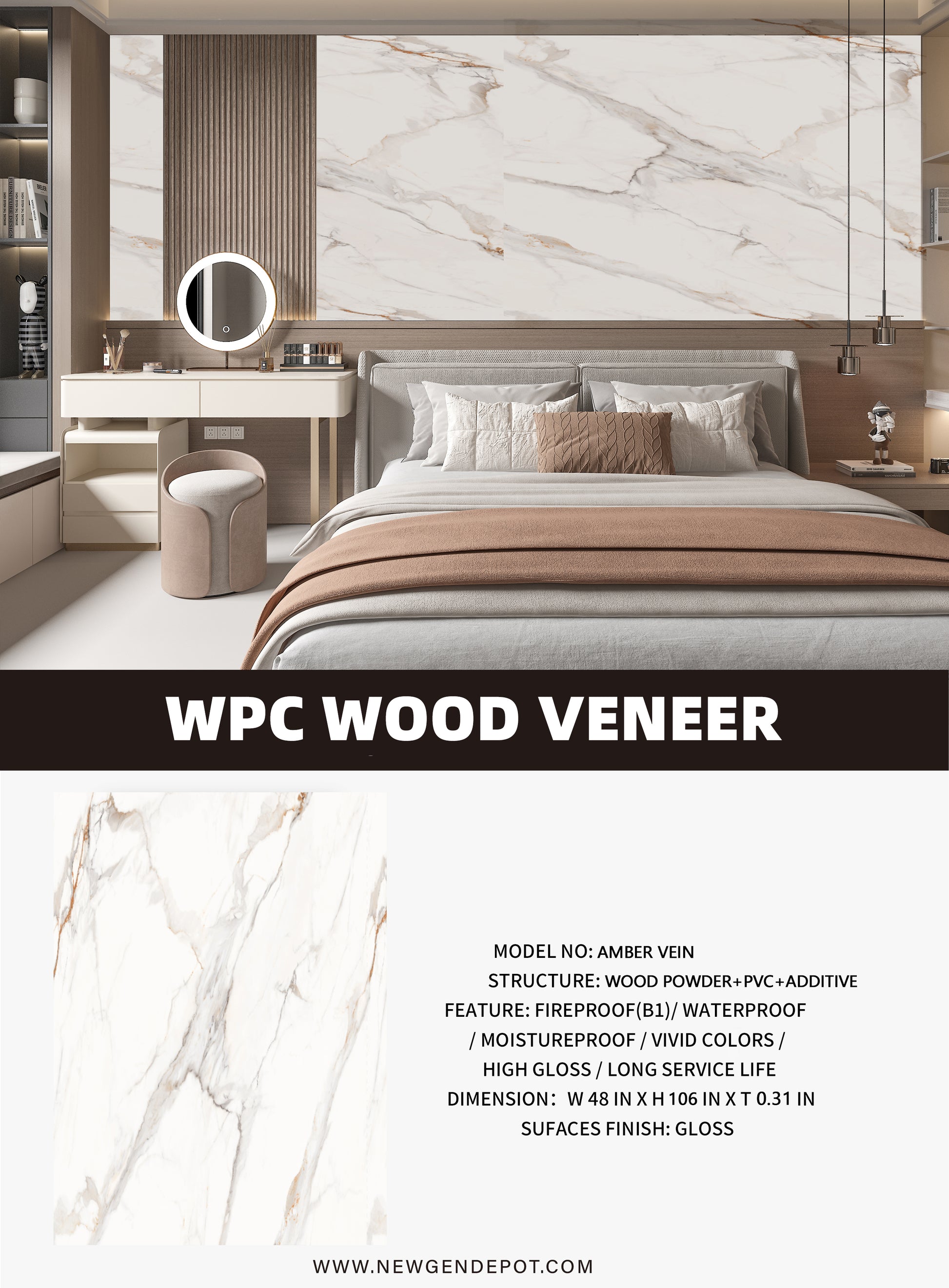 AMBER VEIN WPC WOOD VENEER