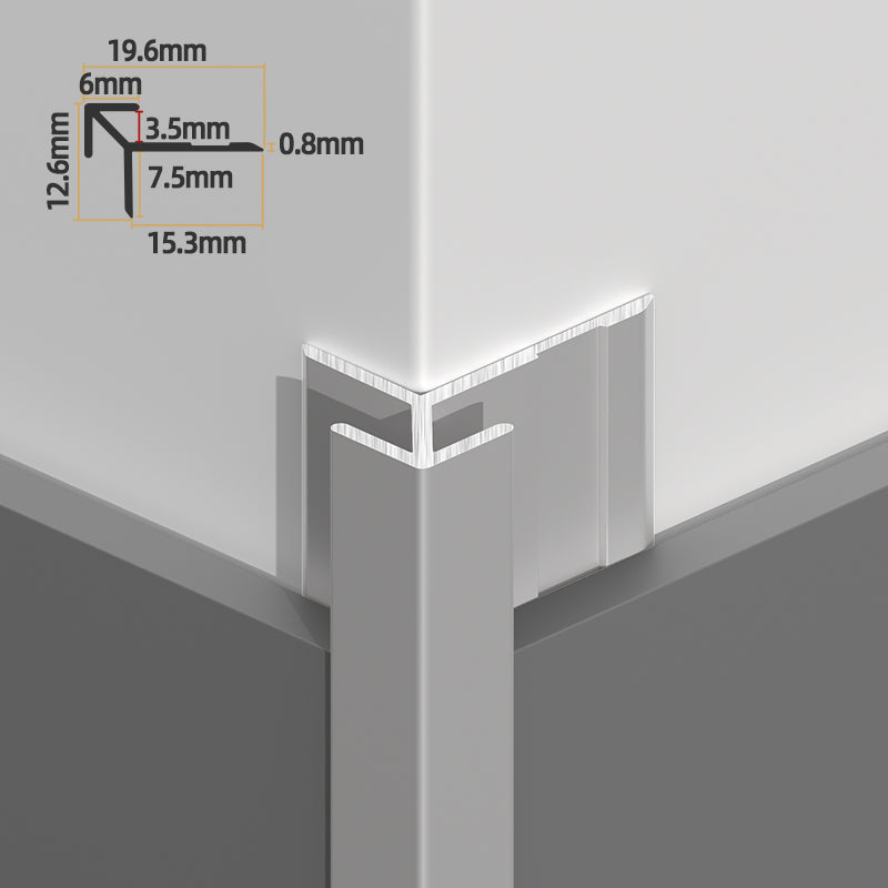 Aluminium Trim Outside Corner sharp  for PVC Marble Sheets 