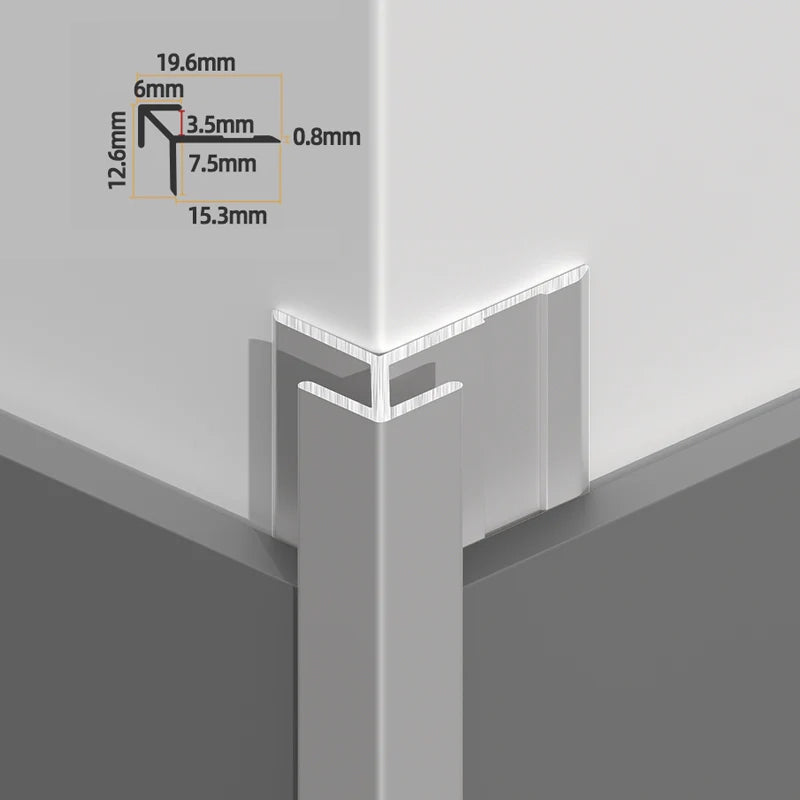 Aluminium Trim Outside Corner sharp  for PVC Marble Sheets 