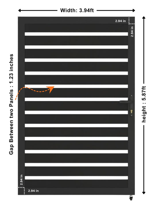 semi privacy aluminum gate 4 ft wide 6 ft high for backyard entrance