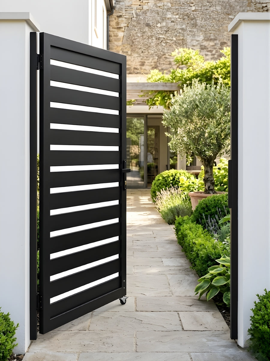 Premium aluminum fence gate 3x6 ft semi privacy secure outdoor entry