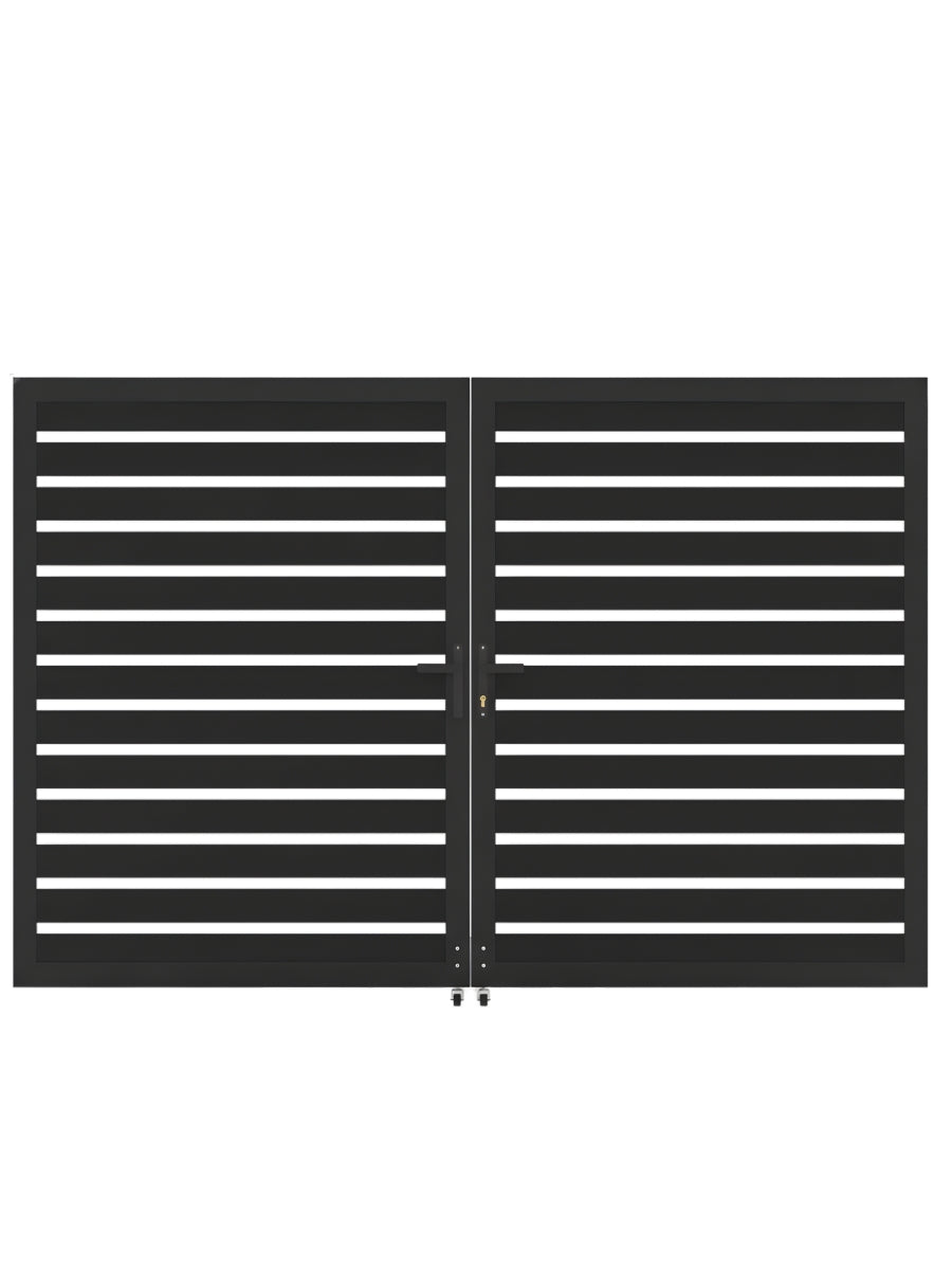 Semi privacy double gate 10ft aluminum driveway gate modern outdoor entrance