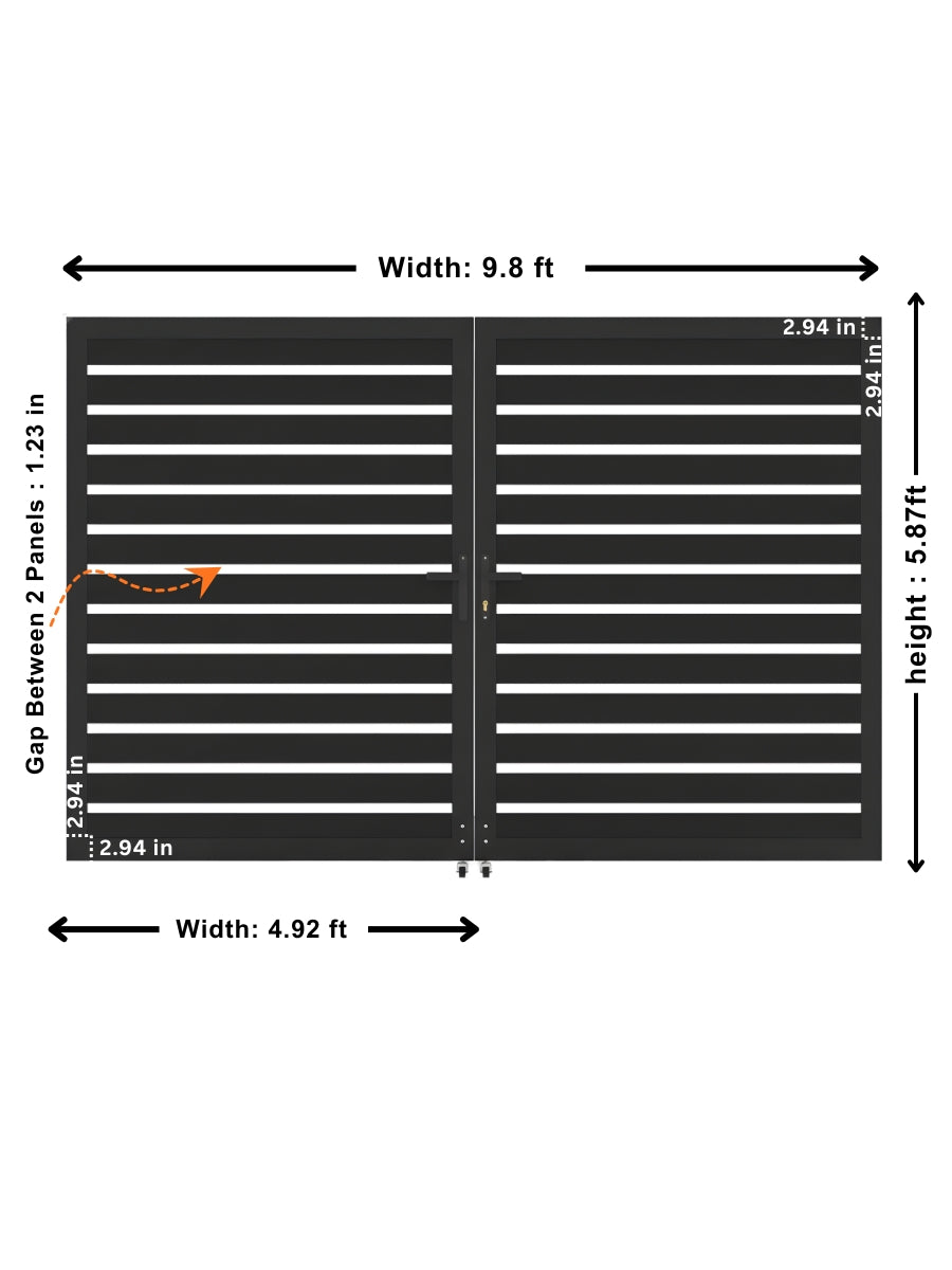 6ft x 10ft aluminum semi privacy double gate for residential driveway
