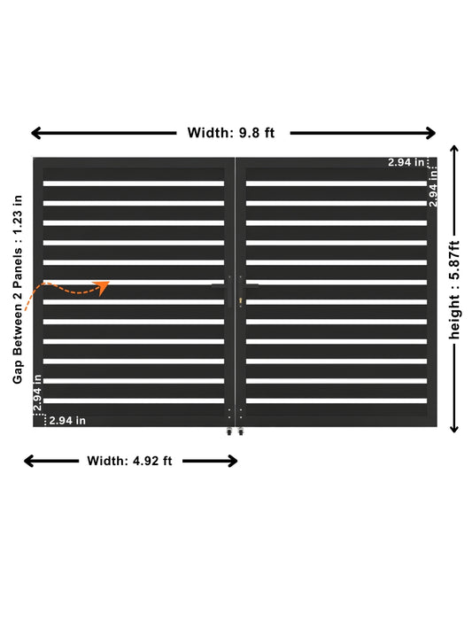 6ft x 10ft aluminum semi privacy double gate for residential driveway