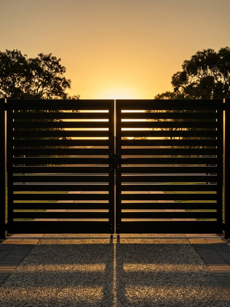 rust resistant aluminum semi privacy double gate 6ft x 10ft outdoor gate