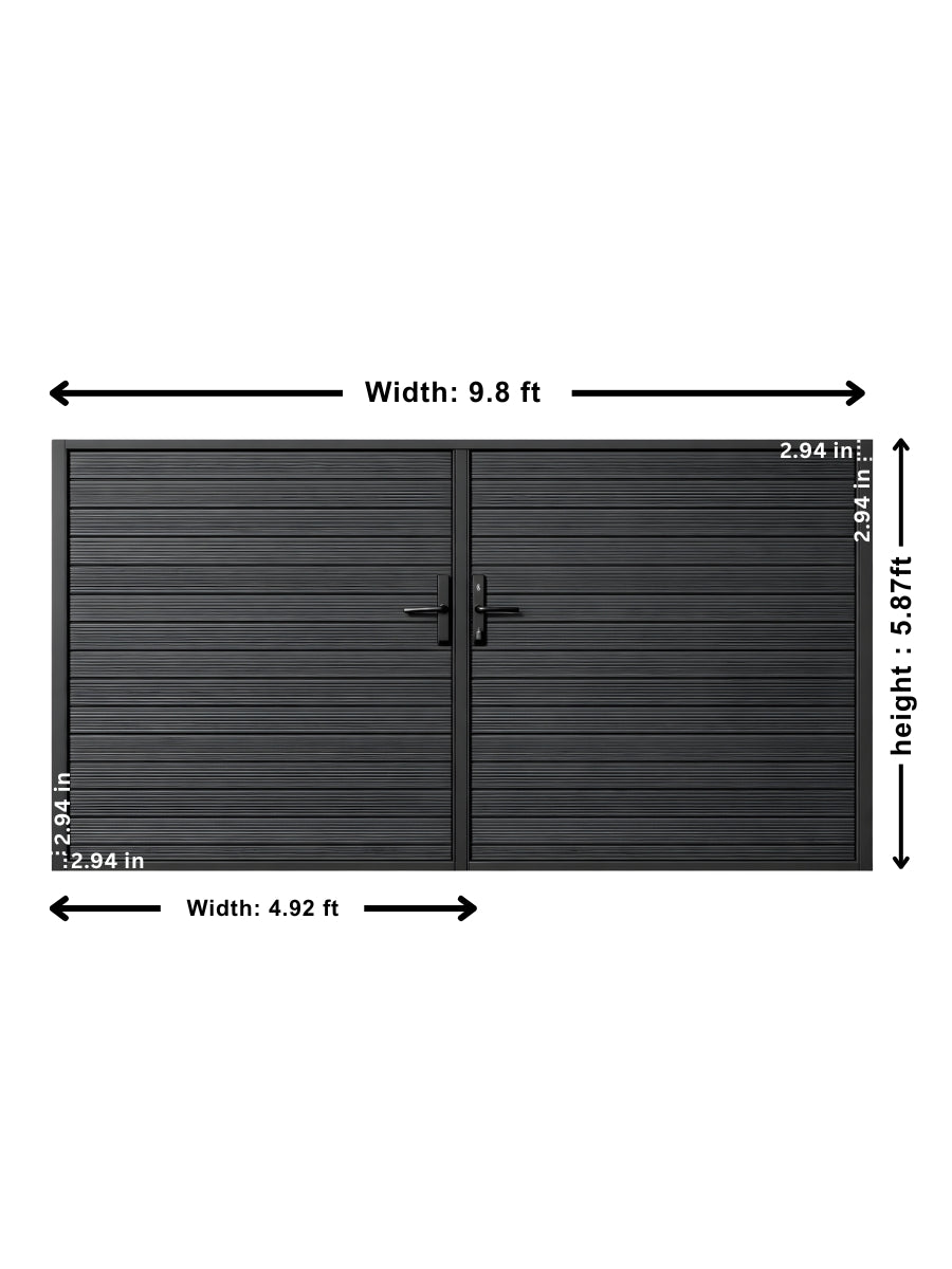 10 ft x 6 ft Black Aluminum Privacy Gate | Heavy Duty Double