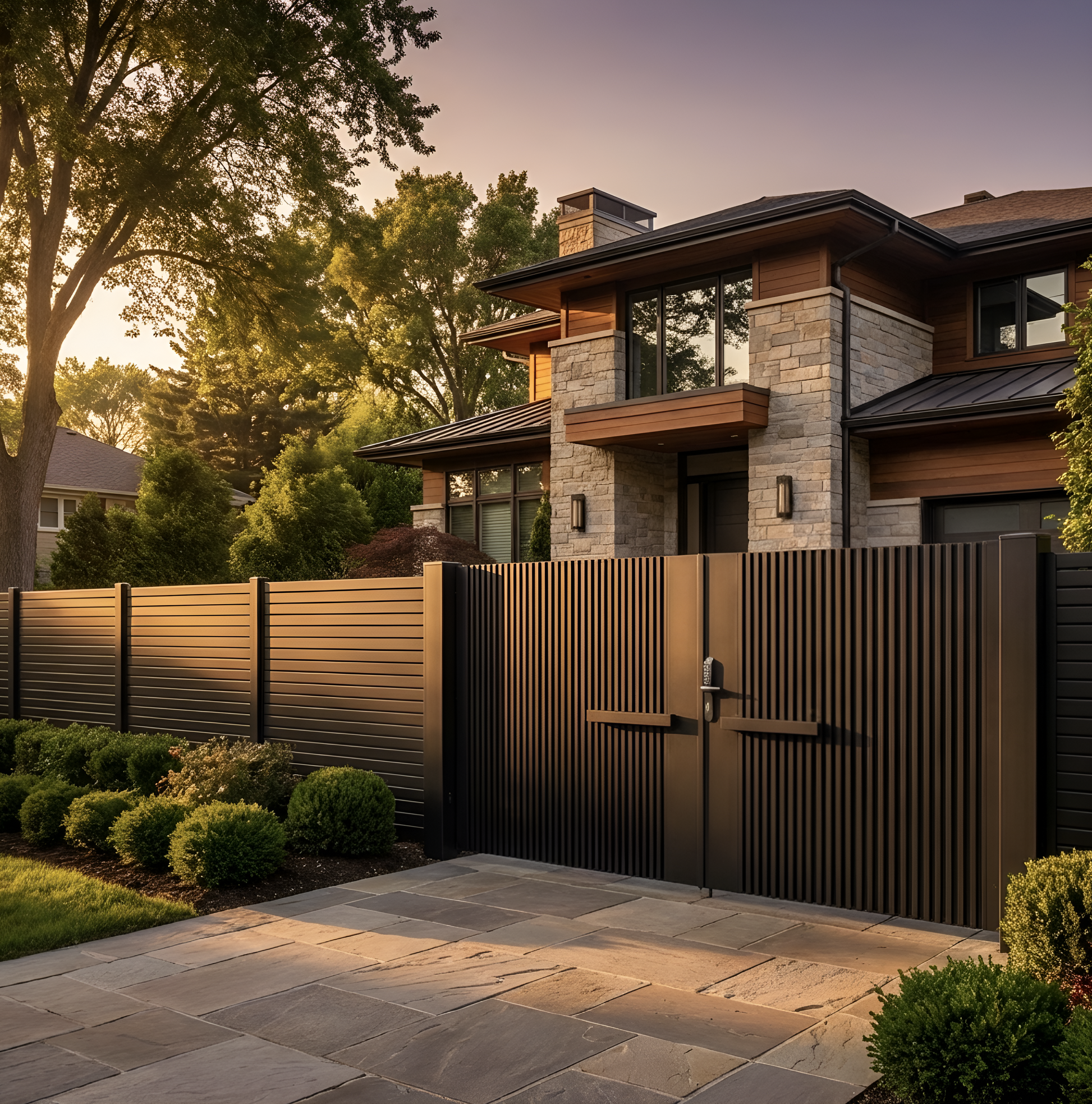 Aluminum Alloy luxury  Double gate with Fence