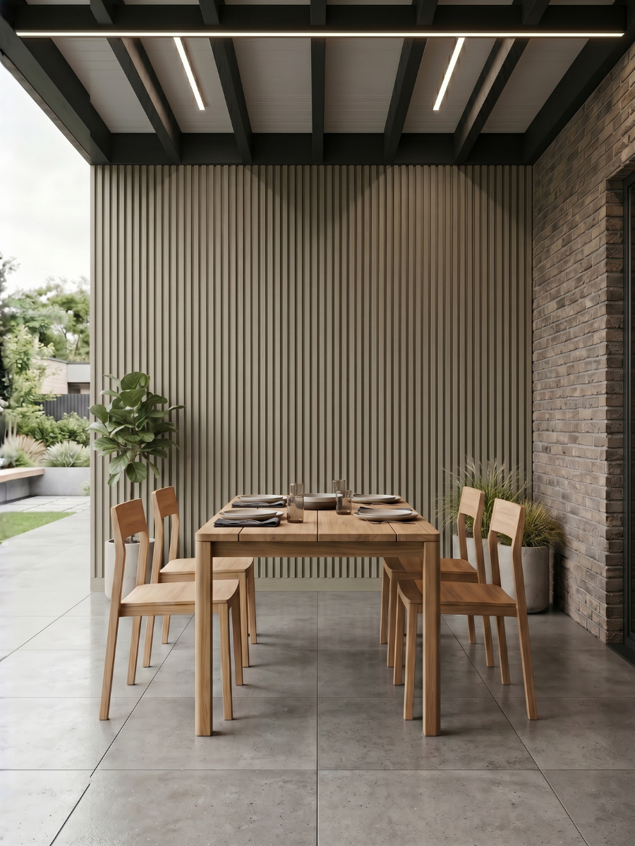 Ancient wood composite cladding system for modern house renovation