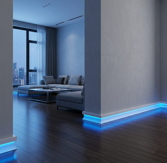 Baseboard molding with led and remote 