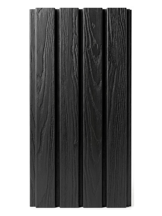 Black composite wide exterior cladding panels for modern house walls