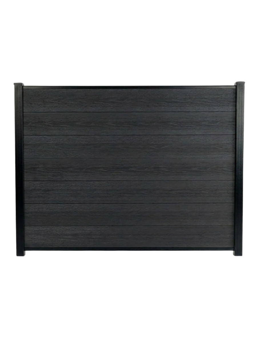 Front view of 4 ft. H x 6 ft. W black composite privacy fence panel