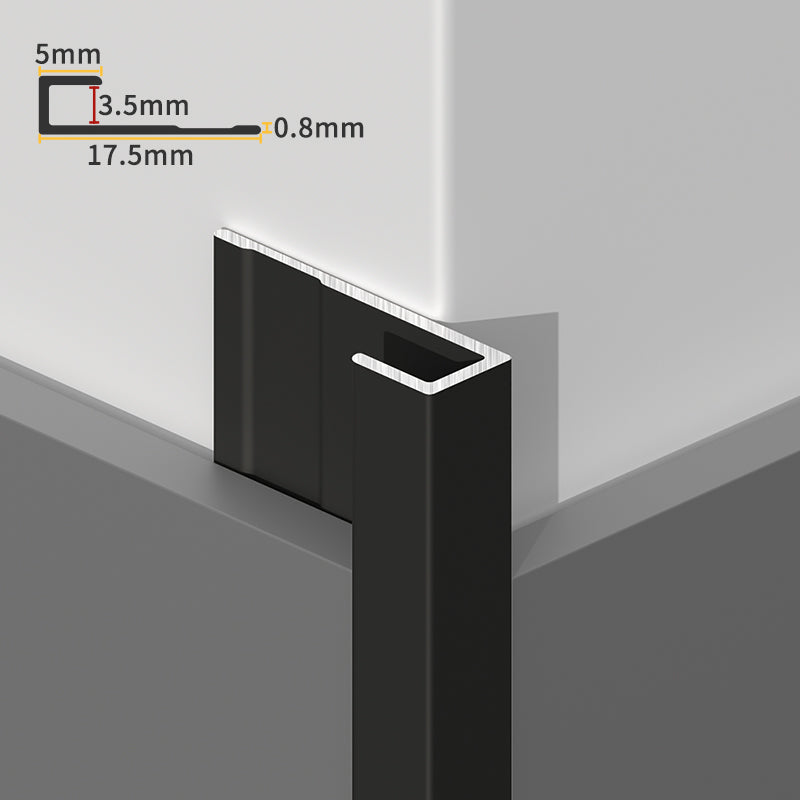 Black Aluminium Trim, End Cap   for PVC Marble Sheets White