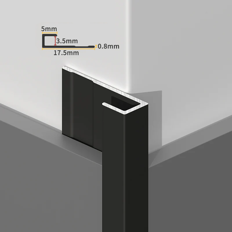 Black Aluminium Trim, End Cap   for PVC Marble Sheets White