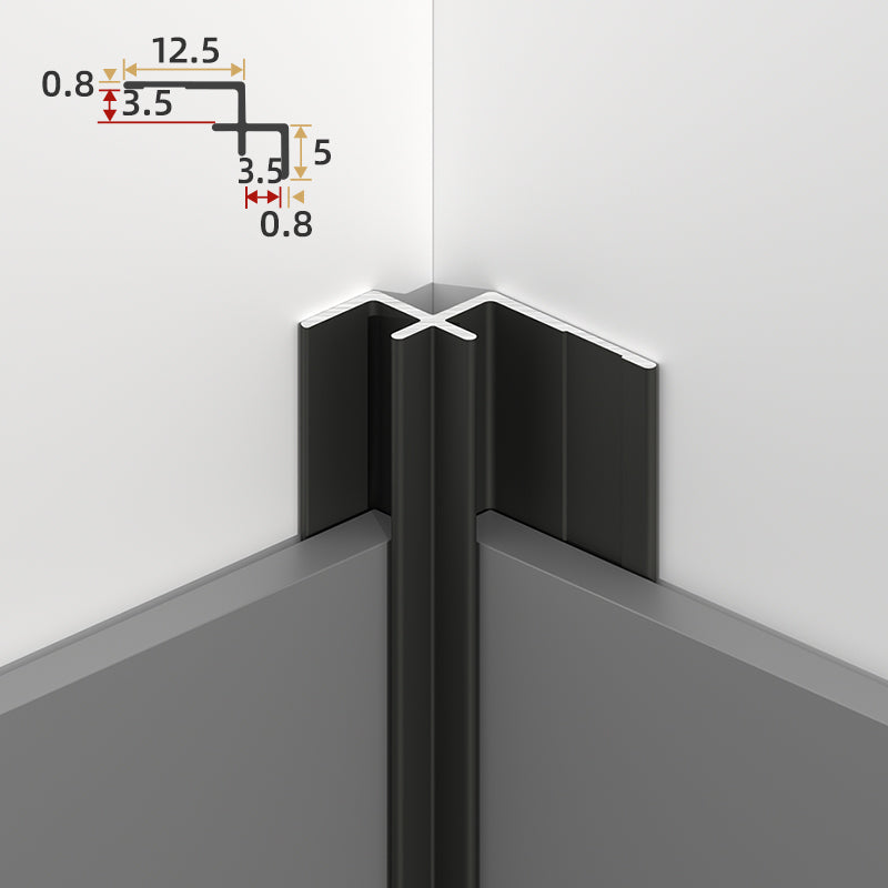 Black Aluminium Trim  for PVC Marble Sheets. Inside Corner 