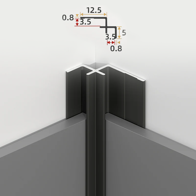 Black Aluminium Trim  for PVC Marble Sheets. Inside Corner 
