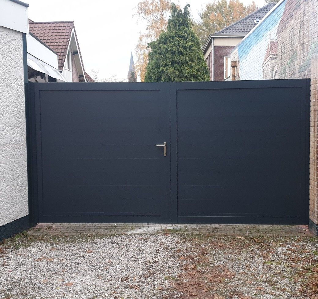 Black Modern Composite double gate with lock