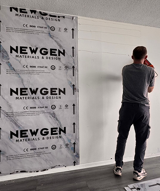 Stunning Calacatta White PVC Marble Wall – Finished by NewGen Depot