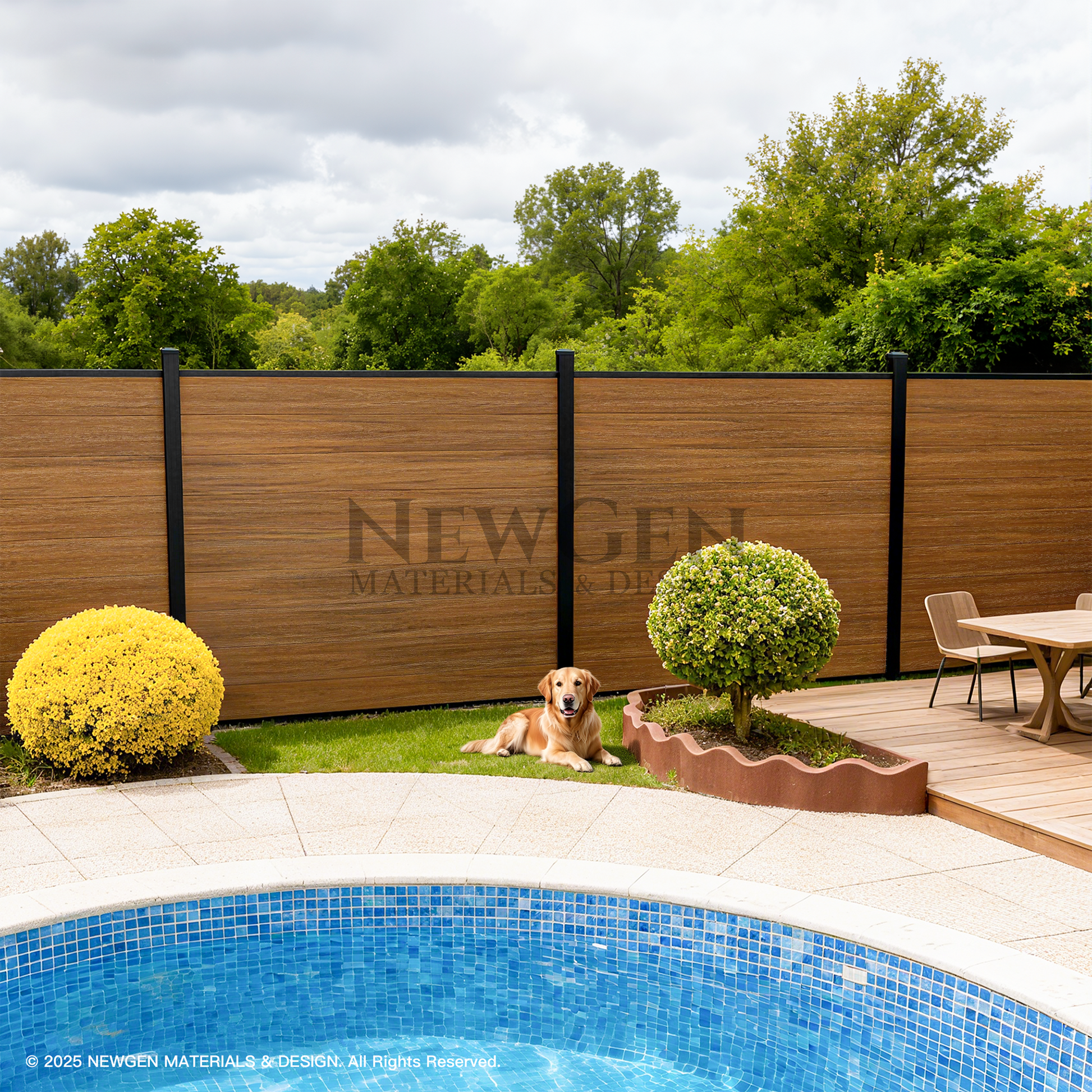 Walnut brown composite privacy fence co-extrusion wholesale
