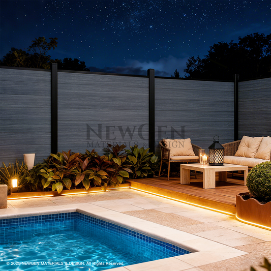 Modern light gray composite privacy fence co-extrusion discounted