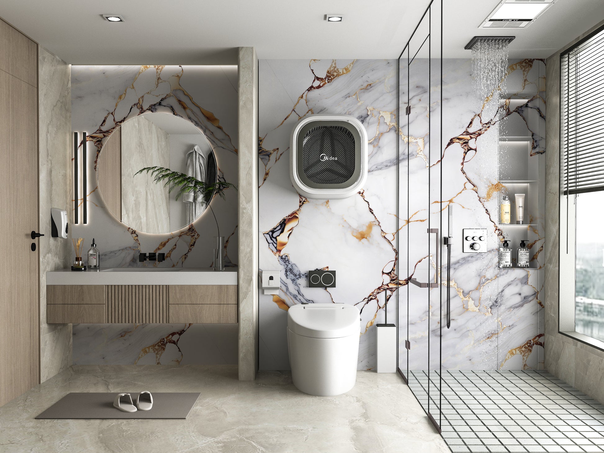 PVC 3D Marble Sheet Covelano Luxe Gold. NewGen Depot. Bathroom Design From PVC Marble Sheets
