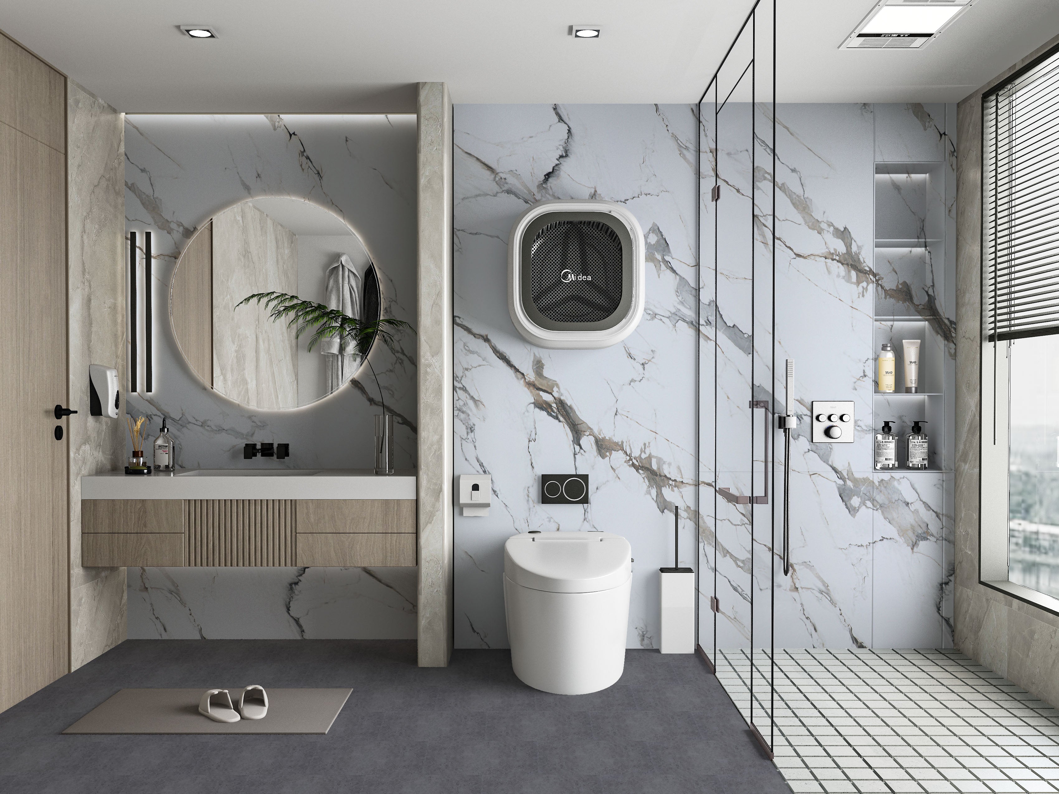 Moonlit Vein Marble PVC Wall Panel 8x4 - Fireproof, Waterproof