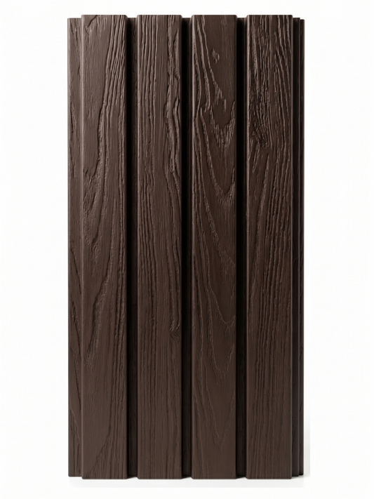 Dark brown composite wide exterior cladding panels for modern homes